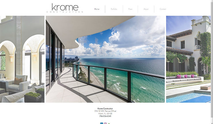 Krome Construction website homepage
