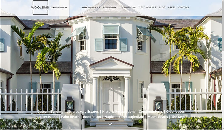 Woolems Luxury Builder website homepage