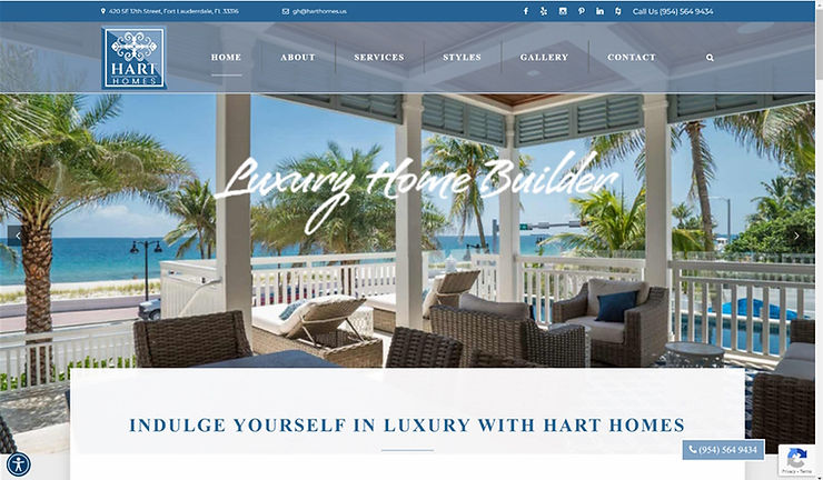 Hart Homes website homepage