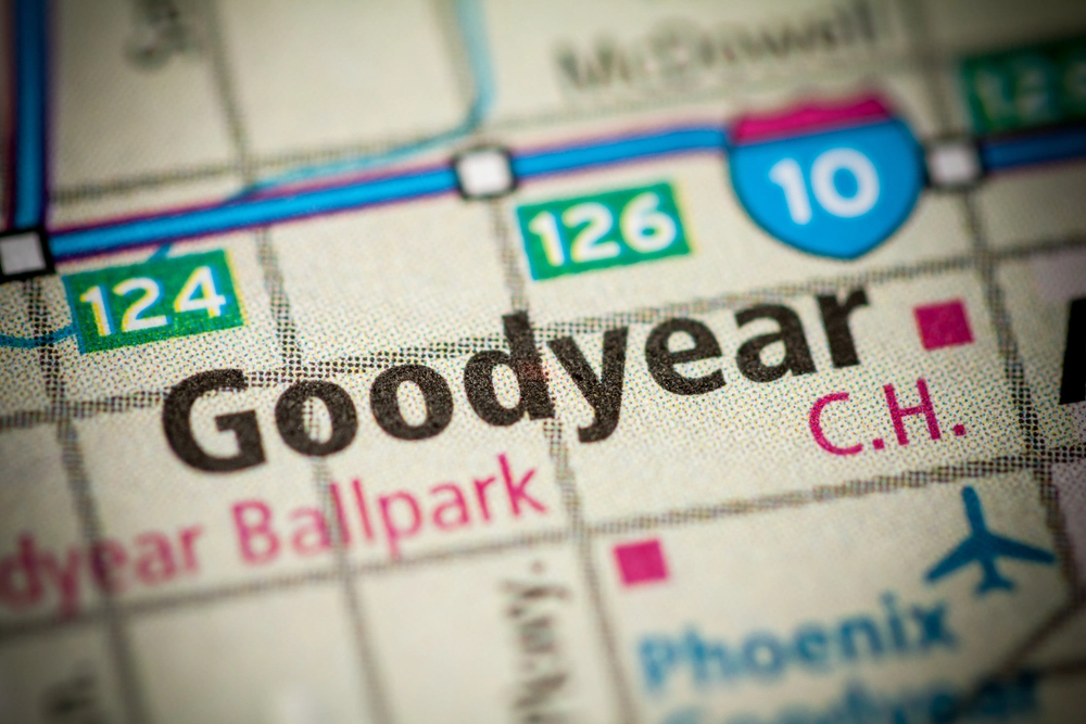 A view of a a map in Goodyear AZ